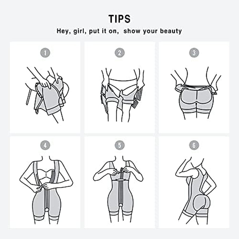 Fajas Colombianas Levanta Cola Shapewear for Women Tummy Control Body Shaper plus Size Shapewear Bodysuit Postpartum Girdle for Women Waist Trainer Bodysuit Full Girdles for Women…