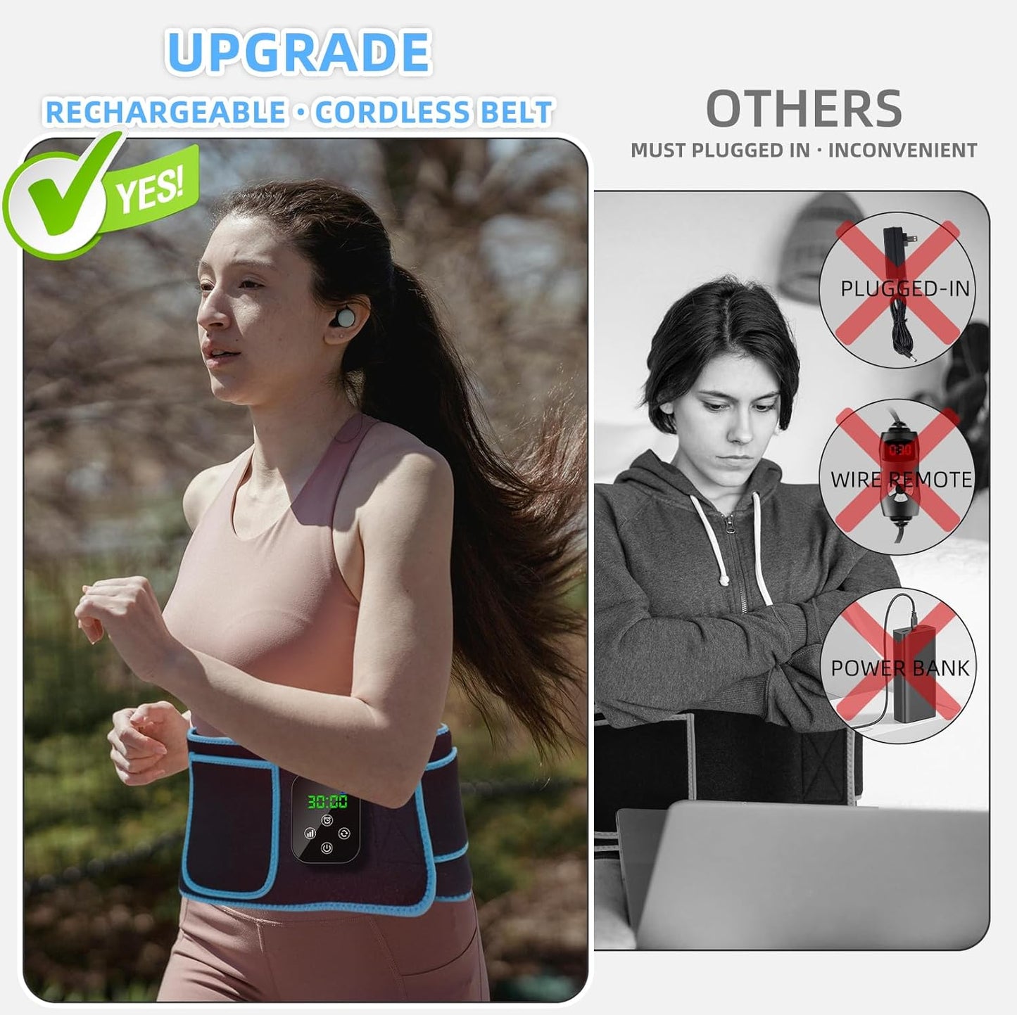 Red Light Therapy Belt - Wireless Rechargeable Controller with Timer 660Nm&850Nm Infrared Light for Body Waist Back Knee Joints Shoulder Pain Relief, Reduce Inflammation, Faster Recovery